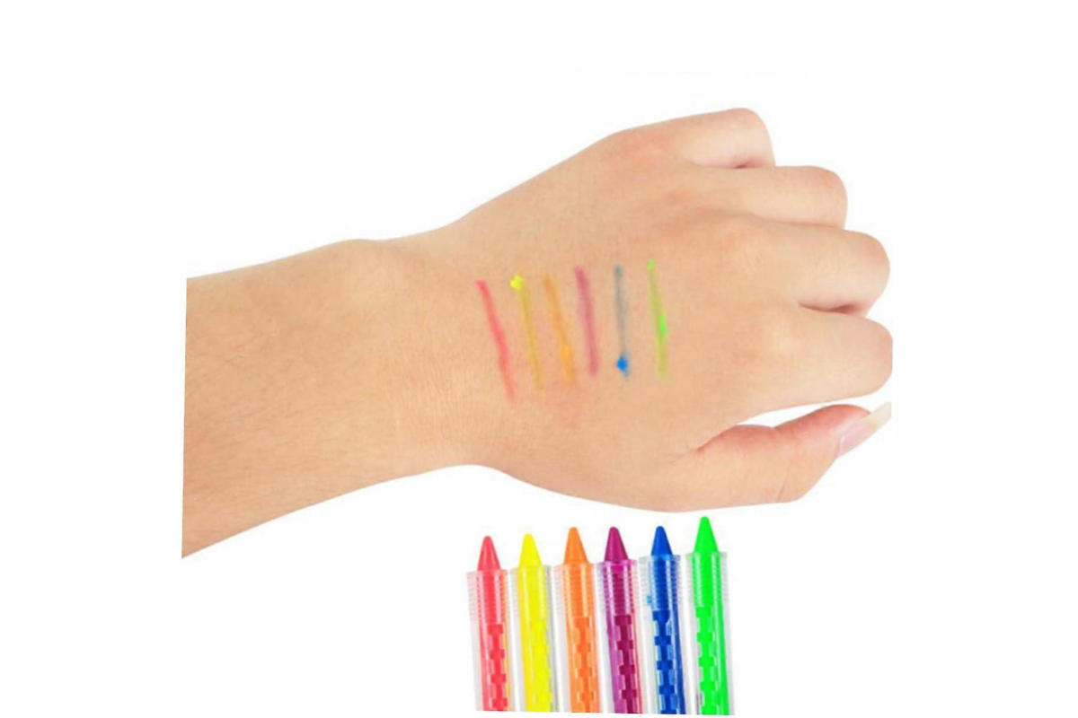 6 Neon Bright Colors Face Paint Sticks - Easy Apply & Remove - Image 3