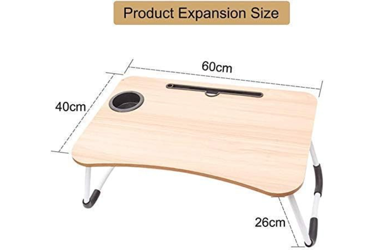 Foldable Laptop & Serving Desk - Modern Wooden Design (60x40 cm) - Image 3