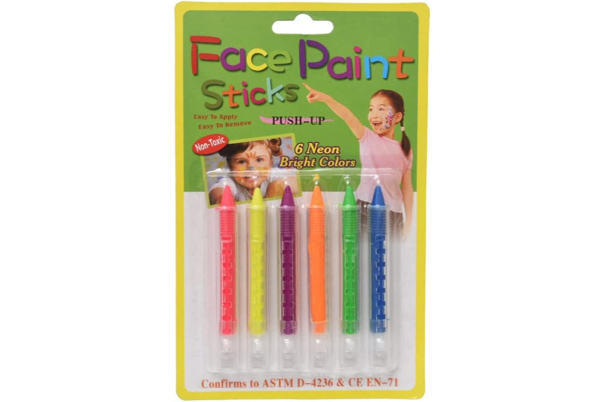 6 Neon Bright Colors Face Paint Sticks - Easy Apply & Remove