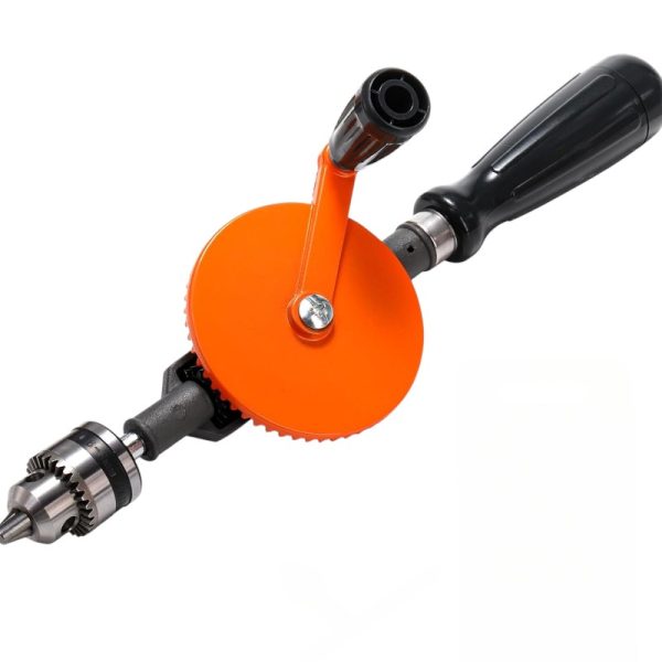 Hand Drill (Eggbeater Drill) with Chuck and Key, Ideal for Woodworking and Fine Craft Projects