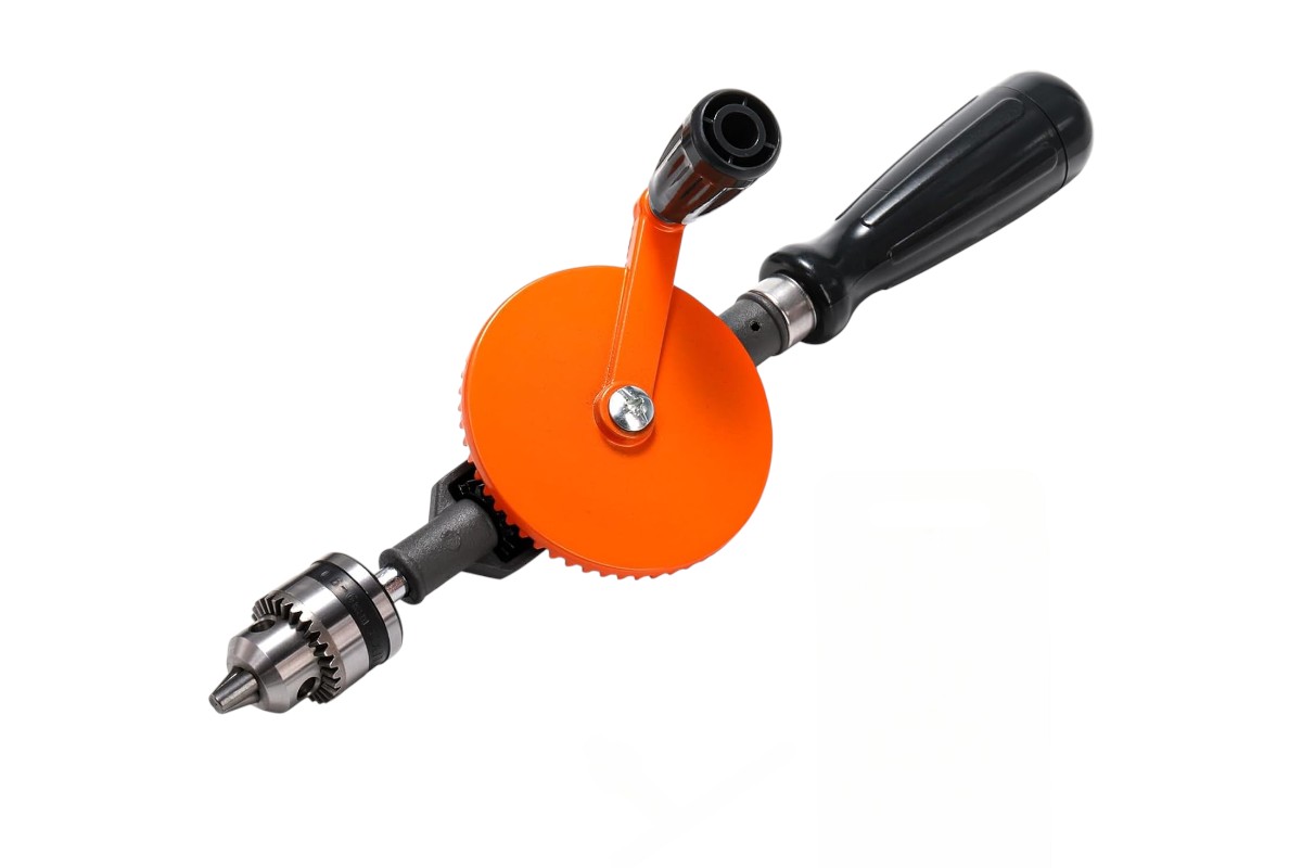 Hand Drill (Eggbeater Drill) with Chuck and Key, Ideal for Woodworking and Fine Craft Projects