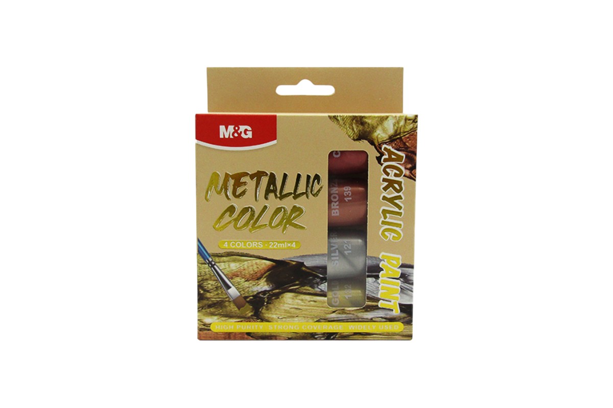 M&G Metallic Acrylic Paint Set - 4 Shimmering Colors (22ml) for Art & Crafts