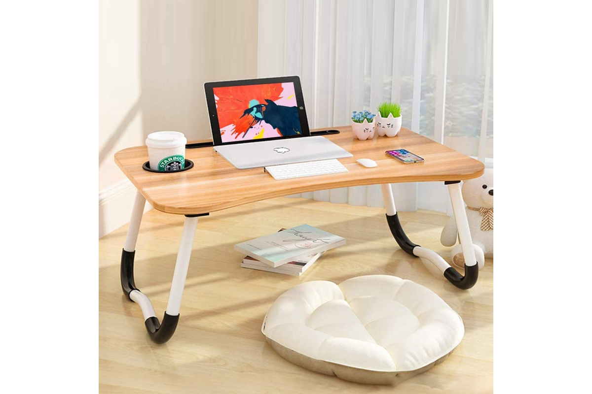Foldable Laptop & Serving Desk - Modern Wooden Design (60x40 cm)