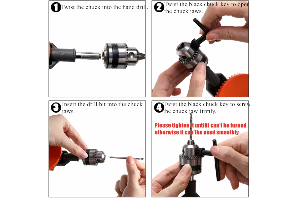 Hand Drill (Eggbeater Drill) with Chuck and Key, Ideal for Woodworking and Fine Craft Projects - Image 4