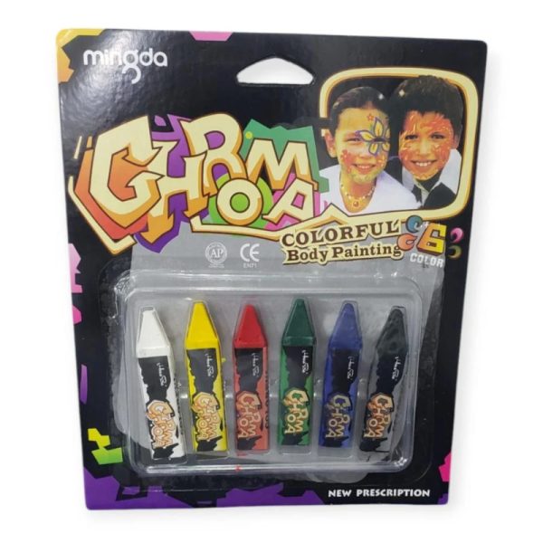 mingda GRM GHOA Colorful Body Painting Clay Crayons – 6 Basic Colors