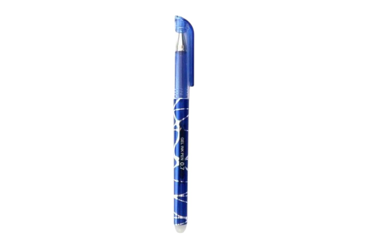 Thermo-Erasable Gel Ink Pen - 0.7mm Fine Point - Blue Patterned Barrel