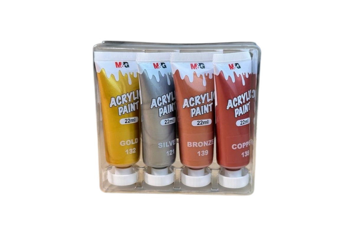 M&G Metallic Acrylic Paint Set - 4 Shimmering Colors (22ml) for Art & Crafts - Image 3