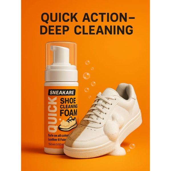 SNEAKARE QUICK Shoe Cleaning FOAM – Deep Action Cleaner Safe for Leather & Fabric (150 ml)