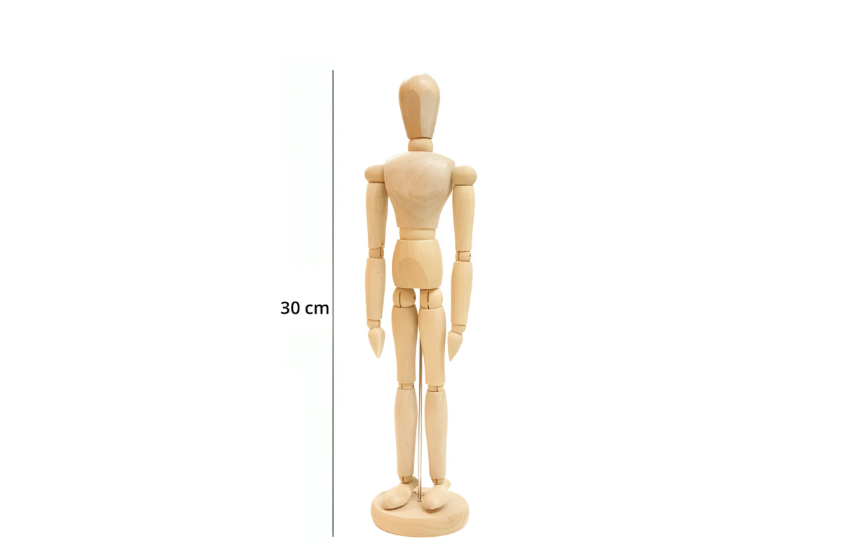 30 cm Articulated Wooden Mannequin - Poseable Drawing Figure for Artists