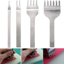 4-Piece Leather Stitching Punch / Prong Chisel Set - 4.0mm Hole Spacing (Professional Leathercraft Tools)