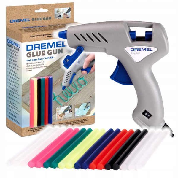 Dremel 930 Dual-Temperature Glue Gun with Colored/Glitter Glue Sticks – Perfect for Crafting & Decor