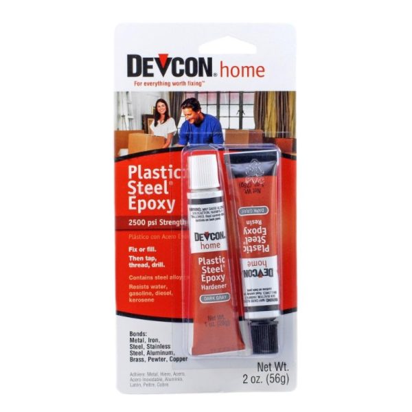 Devcon Home Plastic Steel Epoxy – High-Strength Metal Repair & Filler (2 oz/56g)