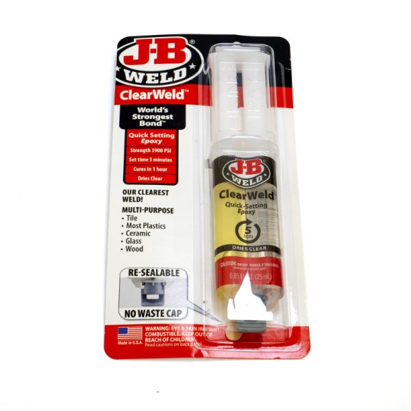 J-B Weld ClearWeld Quick-Setting Epoxy – Multi-Purpose Clear Adhesive (25mL)