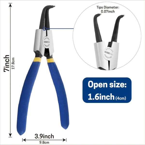 Professional 90-Degree Angled Internal Snap Ring Pliers (Circlip Pliers)