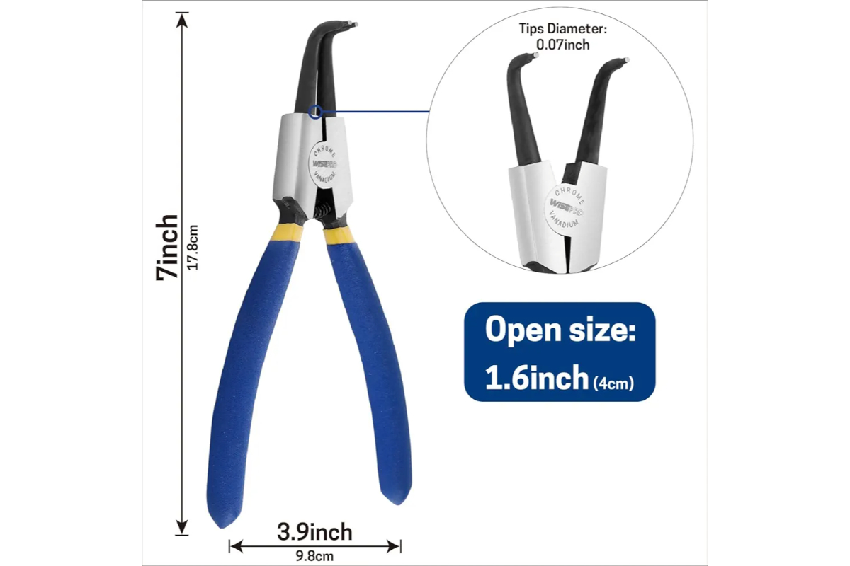 Professional 90-Degree Angled Internal Snap Ring Pliers (Circlip Pliers)