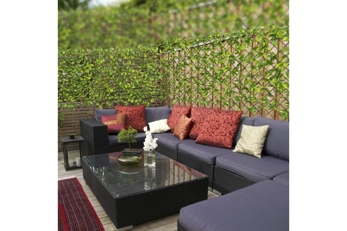 Expandable Faux Ivy Privacy Fence - Willow Wood Lattice with Artificial Greenery for Outdoor/Indoor Decor - Image 6