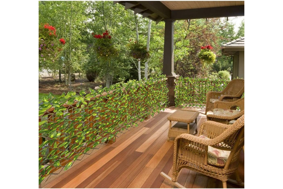 Expandable Faux Ivy Privacy Fence - Willow Wood Lattice with Artificial Greenery for Outdoor/Indoor Decor - Image 4