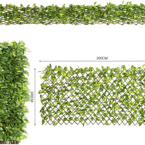 Expandable Faux Ivy Privacy Fence – Willow Wood Lattice with Artificial Greenery for Outdoor/Indoor Decor