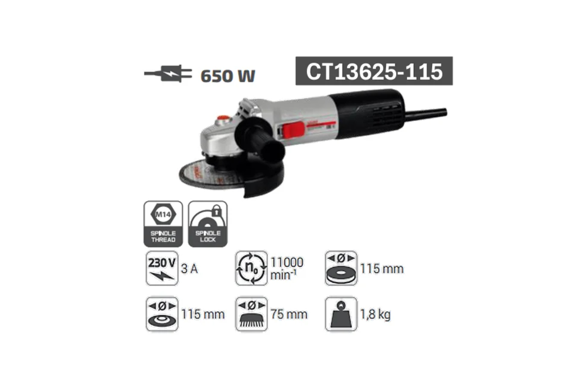 Crown Angle Grinder 115mm - 650W | Model CT13625-115 - Image 3