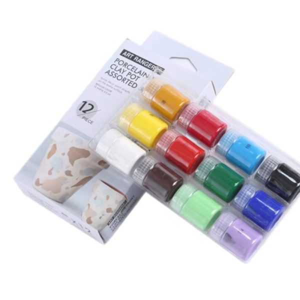 Art Rangers Porcelain & Clay Pot Acrylic Paint Set – 12 Vibrant Colors