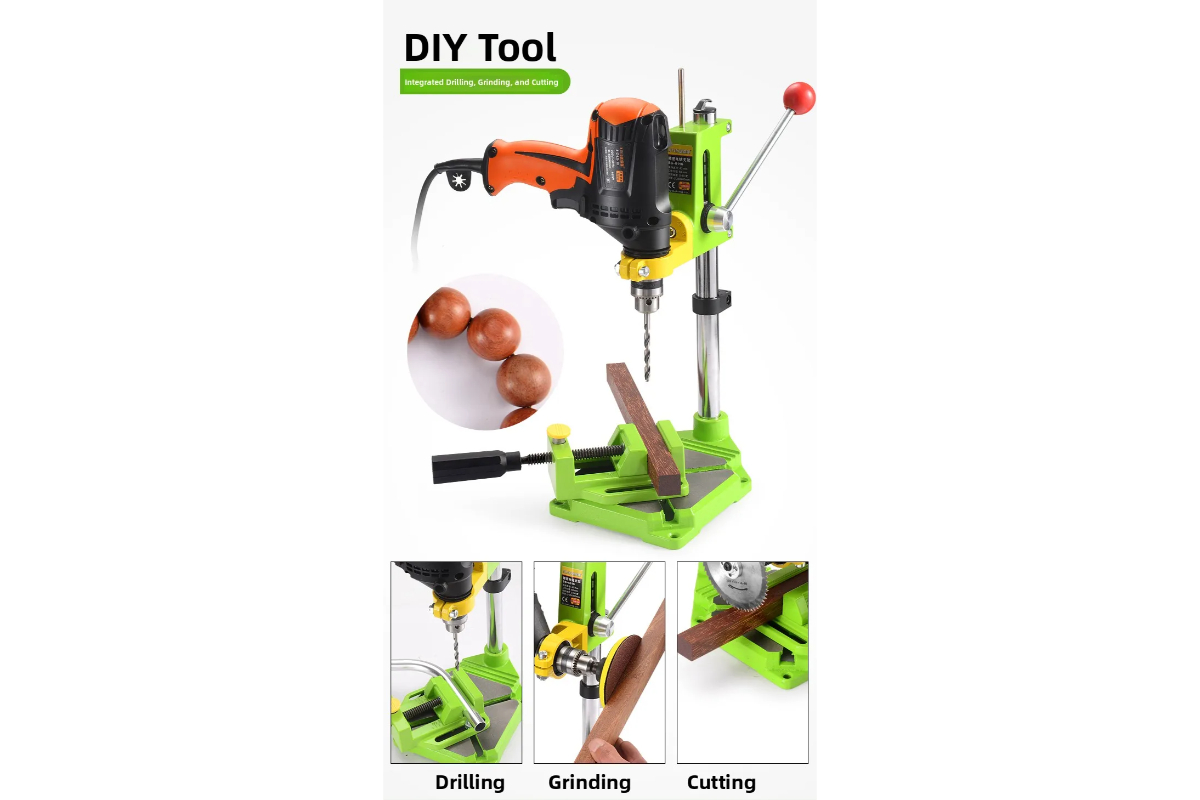 Professional Multi-Angle Electric Drill Stand (0-90°) - High-Precision Bench Drill Press Support for DIY & Crafting - Image 3