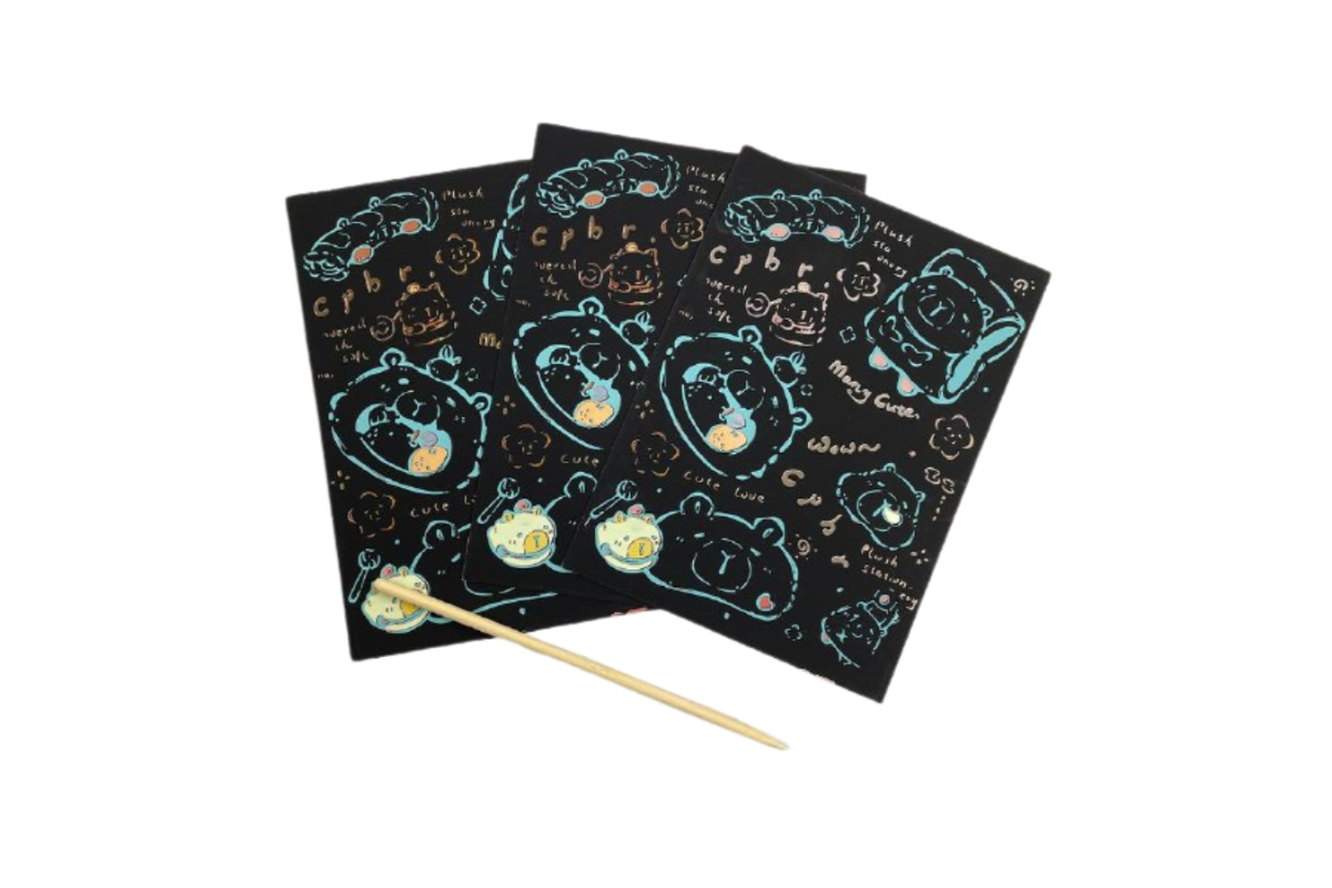 Cartoon Seven Color Scratch Painting - Capybara (4 Sheets, 17.5x13 cm) - Image 4