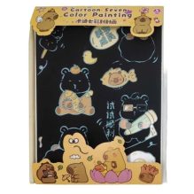 Cartoon Seven Color Scratch Painting - Capybara (4 Sheets, 17.5x13 cm)