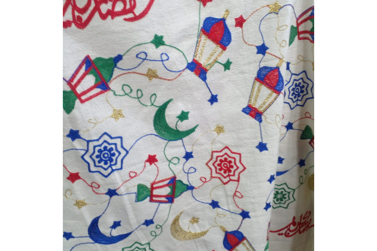 Ramadan Embroidered Fabric - 150cm Width - Traditional Lantern & Crescent Designs - Image 7