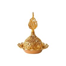 Royal Golden Filigree Brass Incense Burner – Handcrafted Traditional Design