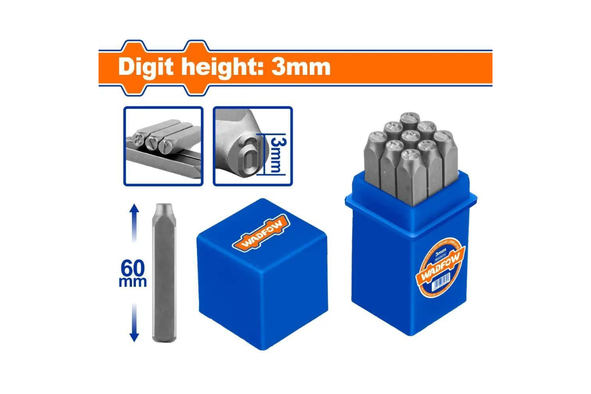 WADFOW 9 PCS Digit Punch Set (6mm)