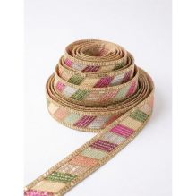 4cm Multi-Colored Sequin Lace Trim with Golden Zari Embroidery