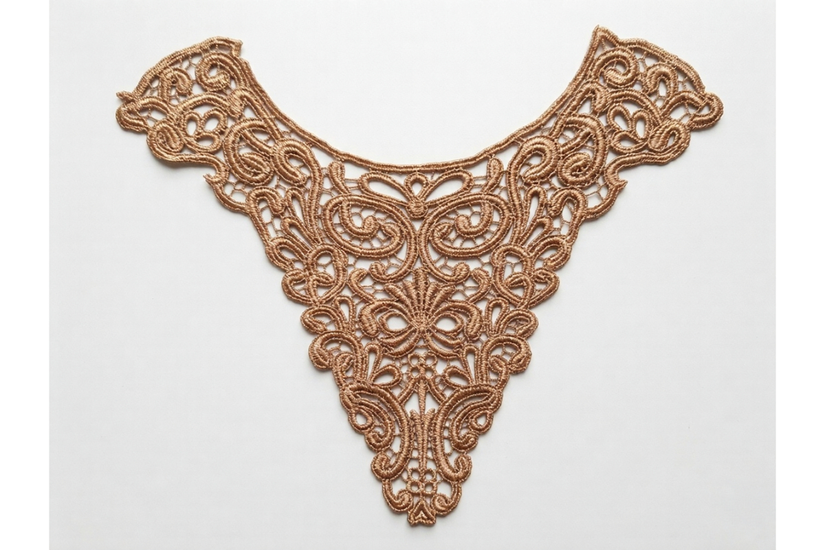Antique Gold Lace and red Applique - Elegant Victorian Embroidery Patch