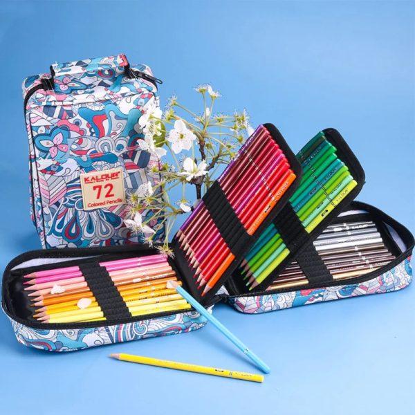 KALOUR Professional Colored Pencils Set – 72 Colors with Patterned Carrying Case.