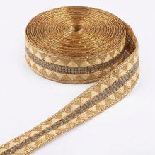 Premium Gold Guipure Ribbon with Crystal Sparkle - 3cm Width