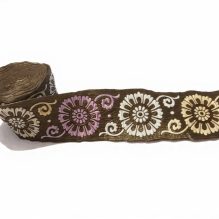 7cm Floral Embroidered Jacquard Ribbon - Gold & Silver Metallic Trim - Vintage Style