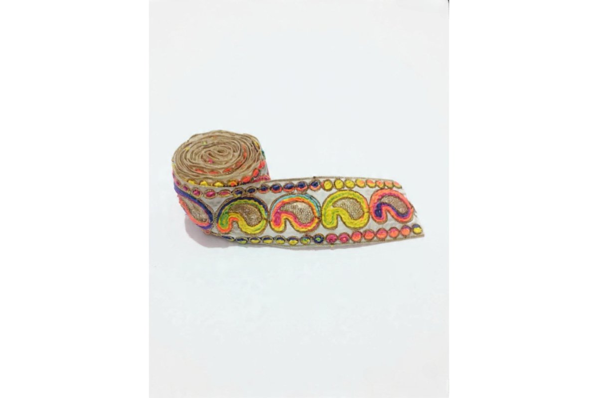 Colorful Hand-Embroidered Canvas Ribbon (7 cm Width) - Perfect for Crafts & Fashion - Image 3