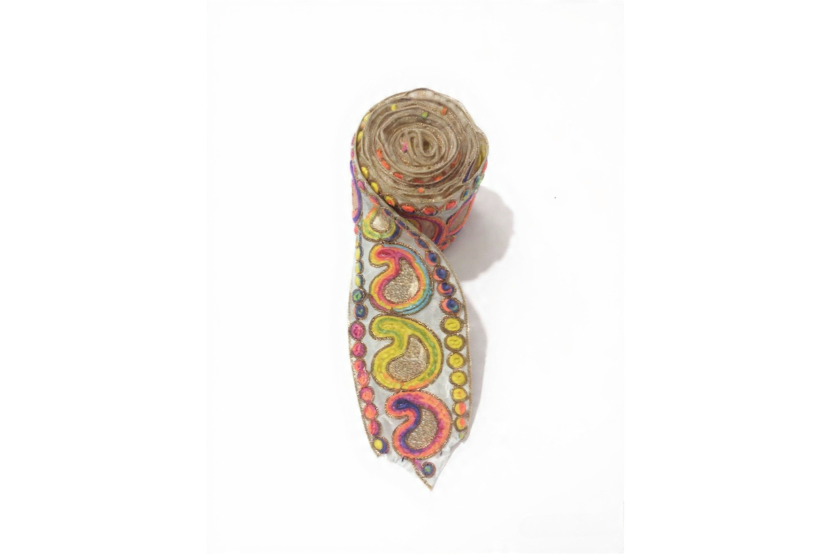 Colorful Hand-Embroidered Canvas Ribbon (7 cm Width) - Perfect for Crafts & Fashion - Image 4