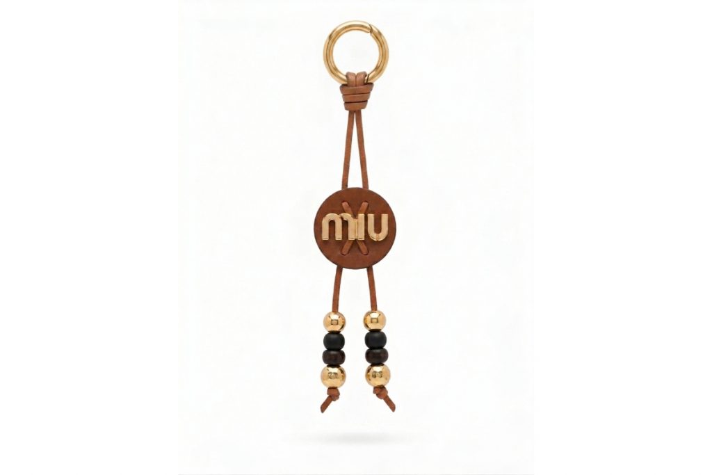 Luxury Miu Miu Leather Logo Charm / Beaded Keychain - Diqqa