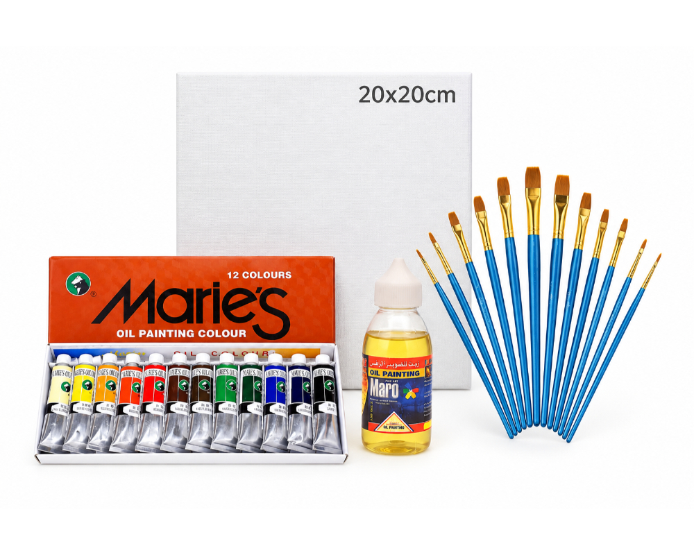 Oil Painting Art Set with 20×20 cm Canvas Board